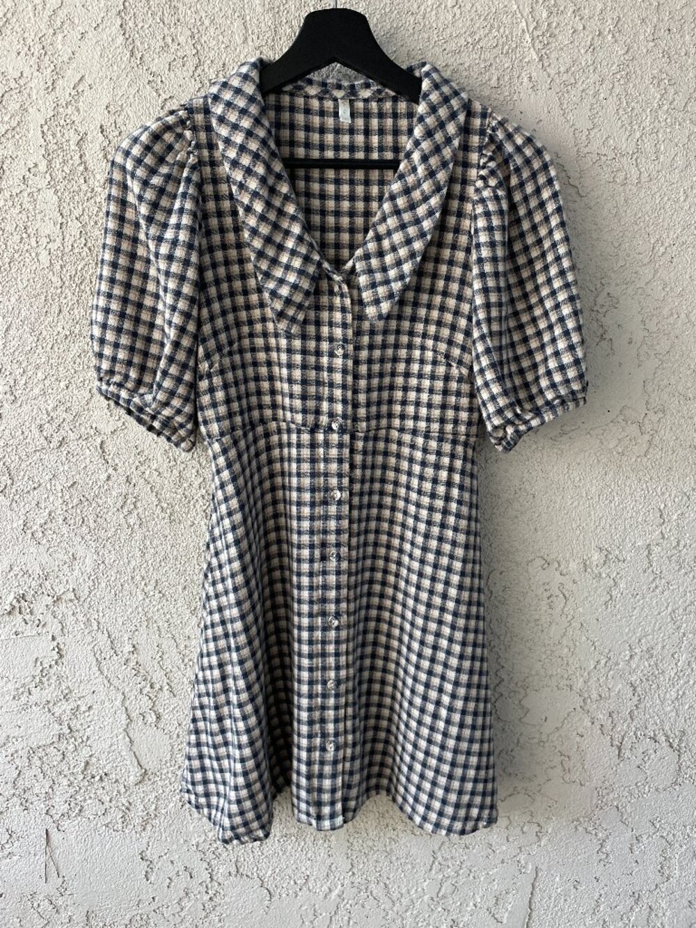 Rylee + Cru Mini Shirt Dress Puff Sleeve Gingham Lightweight Casual Cottagecore